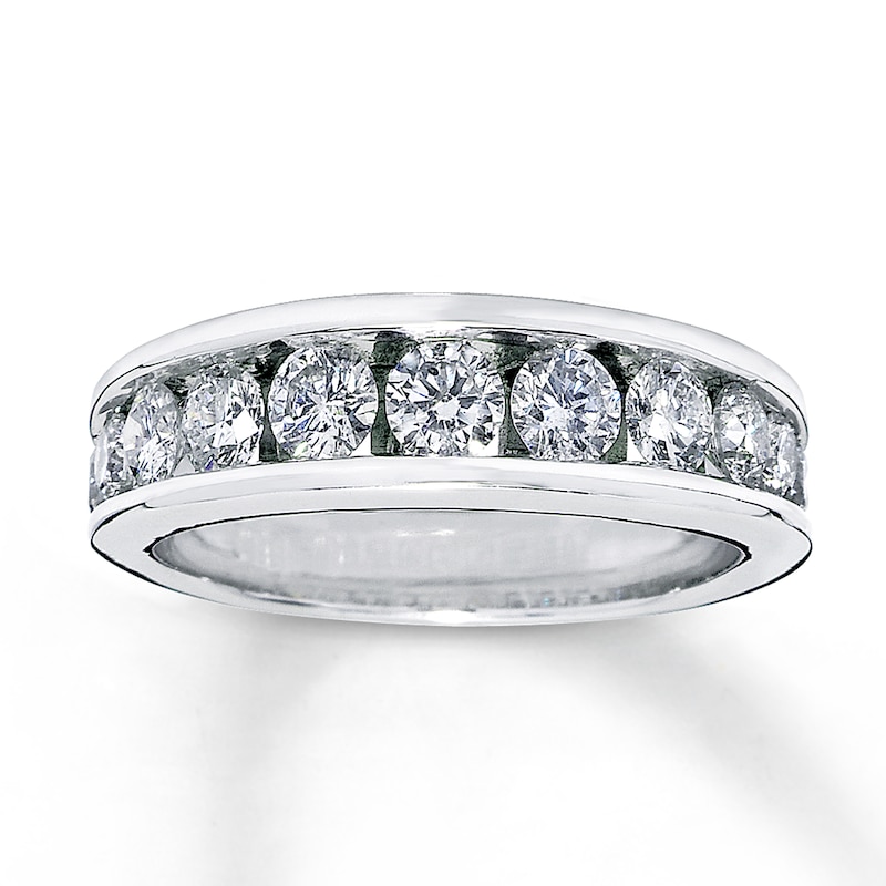 Main Image 1 of Previously Owned Diamond Wedding Band 1-1/5 ct tw Round-cut 14K White Gold - Size 9.5