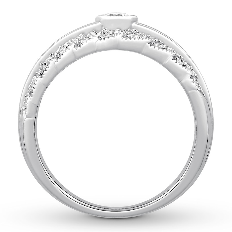 Main Image 2 of Previously Owned Diamond Anniversary Band 1/2 ct tw Round-cut 14K White Gold - Size 4.5