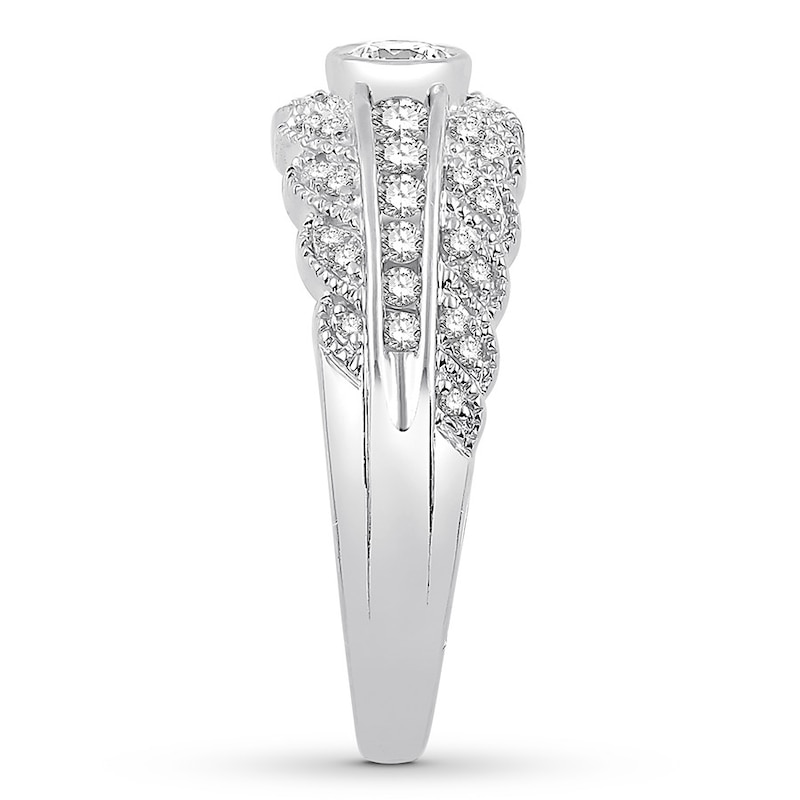 Main Image 3 of Previously Owned Diamond Anniversary Band 1/2 ct tw Round-cut 14K White Gold - Size 4.5