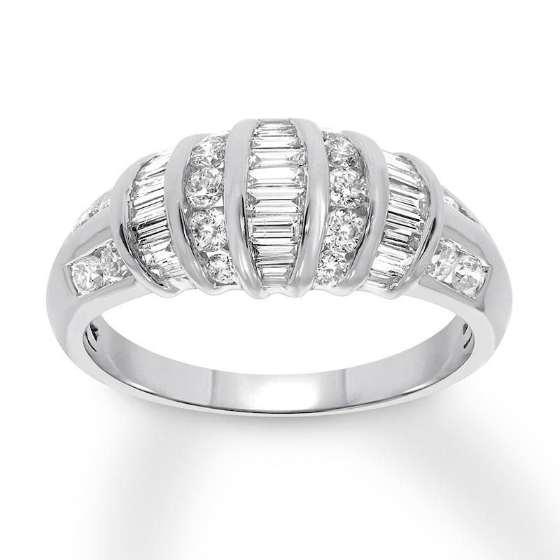 Main Image 1 of Previously Owned Diamond Anniversary Band 3/4 ct tw Round & Baguette-cut 14K White Gold - Size 9