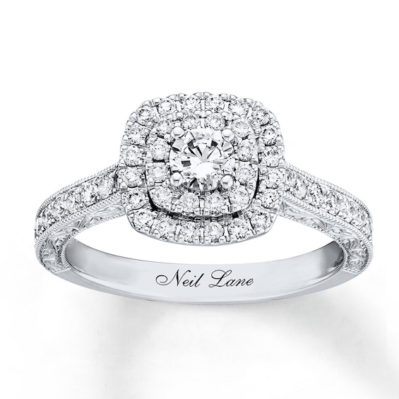 Previously Owned Neil Lane Engagement Ring 7/8 ct tw Round-cut Diamonds 14K White Gold Size 5