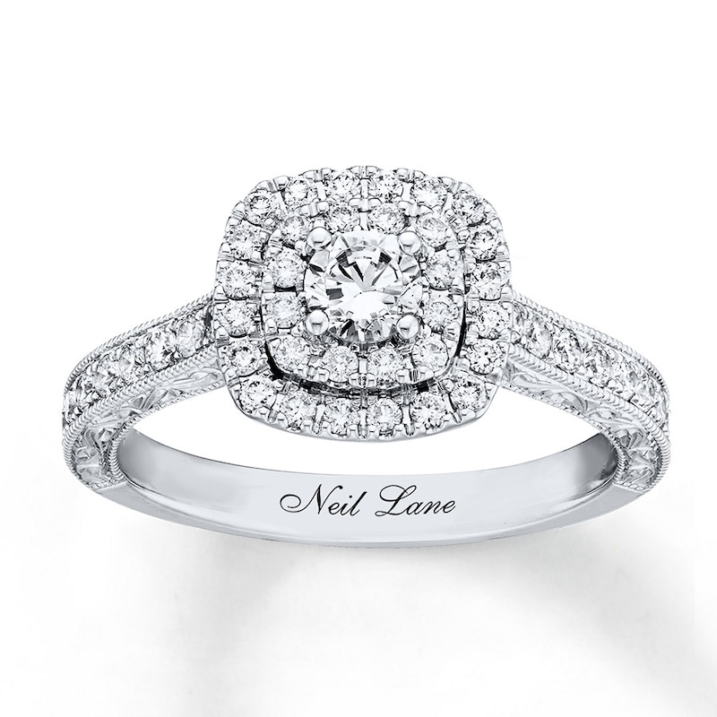 Main Image 1 of Previously Owned Neil Lane Engagement Ring 7/8 ct tw Round-cut Diamonds 14K White Gold - Size 5