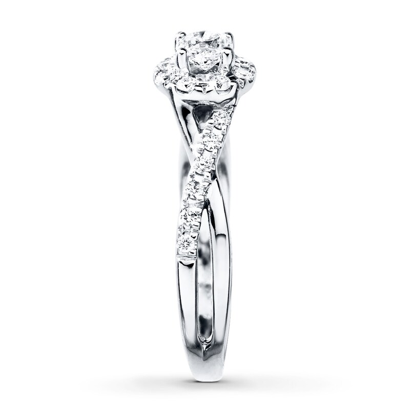 Main Image 3 of Previously Owned Diamond Engagement Ring 1/2 ct tw Round-cut 10K White Gold - Size 3.25