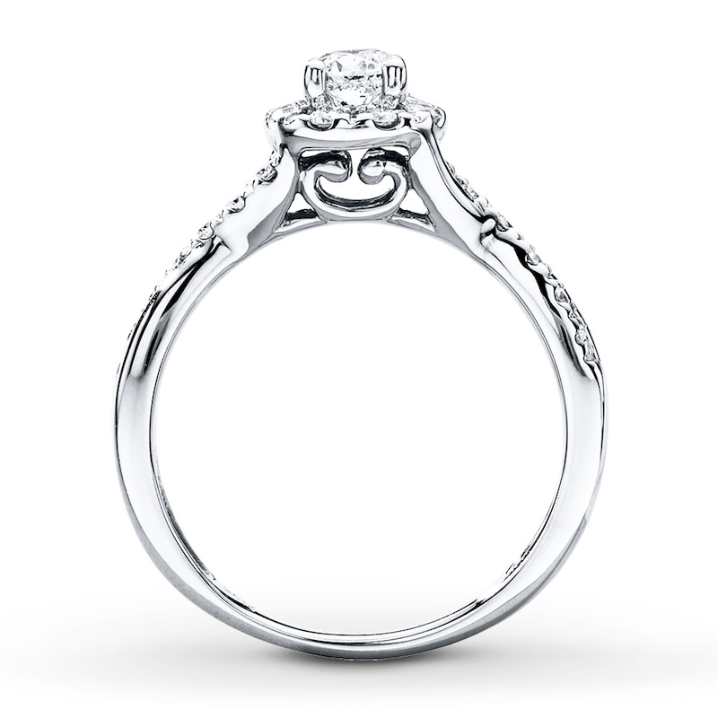 Previously Owned Diamond Engagement Ring 1/2 ct tw Round-cut 10K White Gold - Size 10.5