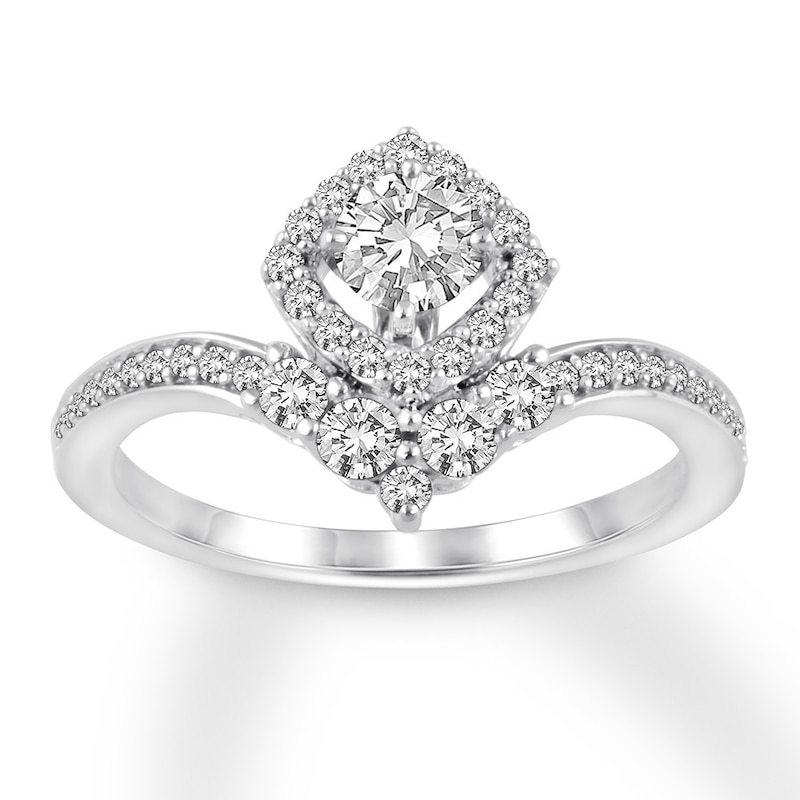 Main Image 1 of Previously Owned Diamond Engagement Ring 5/8 ct tw Round-cut 14K White Gold Size 4.25