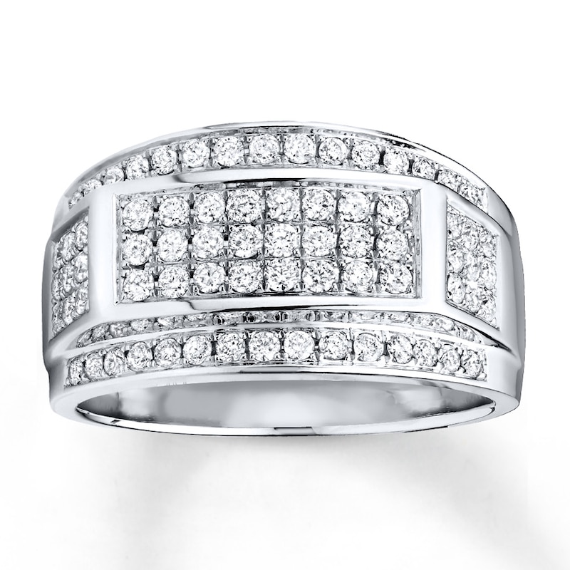 Previously Owned Men's Band 1 ct tw Round-cut Diamonds 10K White Gold