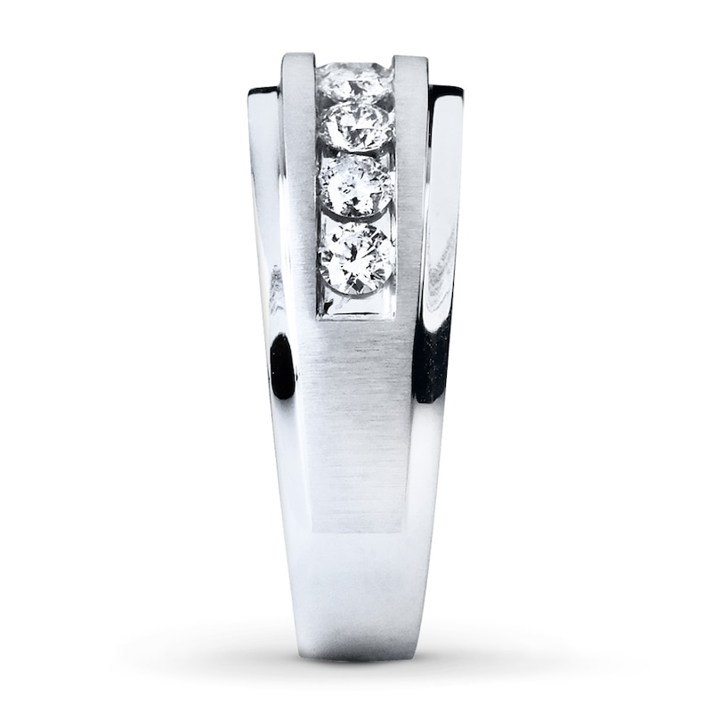 Main Image 2 of Previously Owned Men's Wedding Band 1 ct tw Round-cut Diamonds 10K White Gold - Size 7