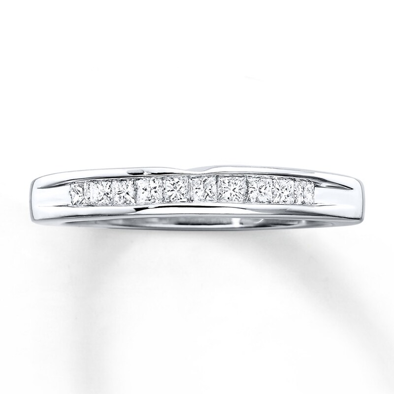 Main Image 1 of Previously Owned Diamond Wedding Band 1/4 ct tw Princess-cut 14K White Gold Size 4.5