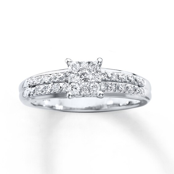 Previously Owned Diamond Engagement Ring 1/4 ct tw Round-cut 10K White Gold Size