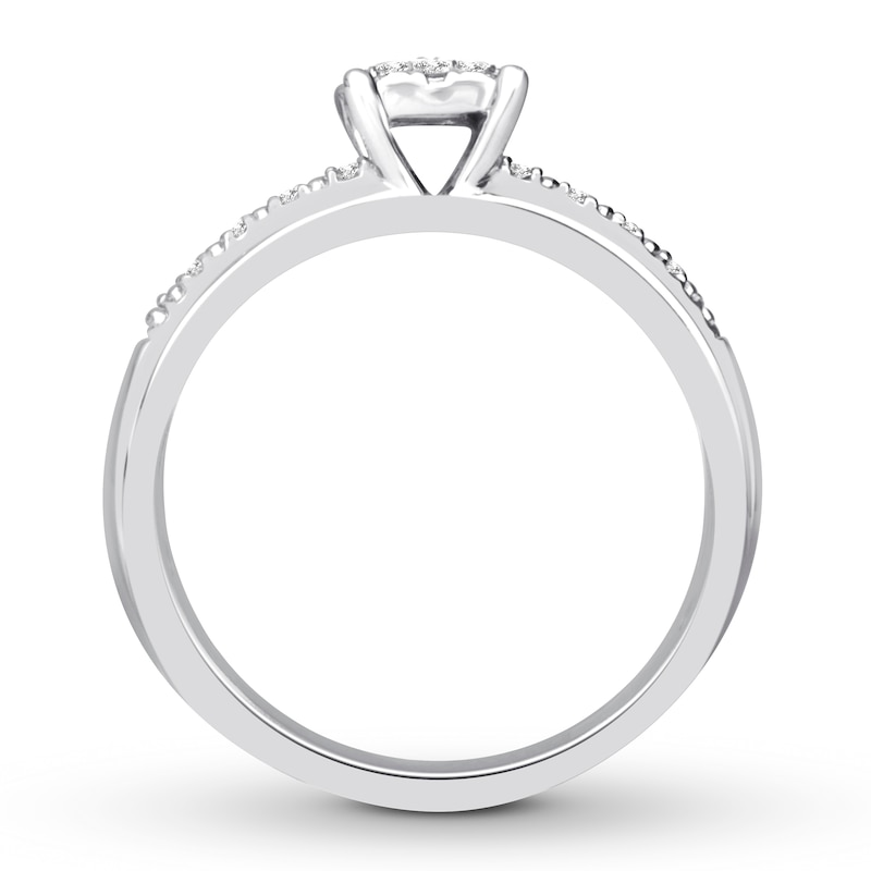 Main Image 2 of Previously Owned Diamond Engagement Ring 1/4 ct tw Round-cut 10K White Gold Size 10.25