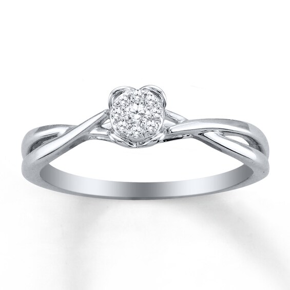 Previously Owned Diamond Promise Ring 1/15 ct tw 10K White Gold Size 4