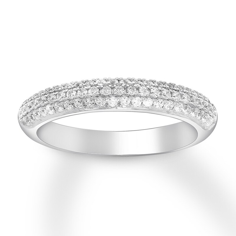 Main Image 1 of Previously Owned Diamond Wedding Band 3/8 ct tw Round-cut 14K White Gold - Size 10.5
