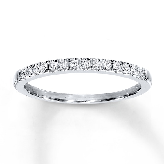 Previously Owned Diamond Wedding Band 1/8 ct tw Round-cut 14K White Gold Size 4