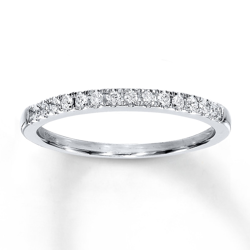 Main Image 1 of Previously Owned Diamond Wedding Band 1/8 ct tw Round-cut 14K White Gold - Size 4