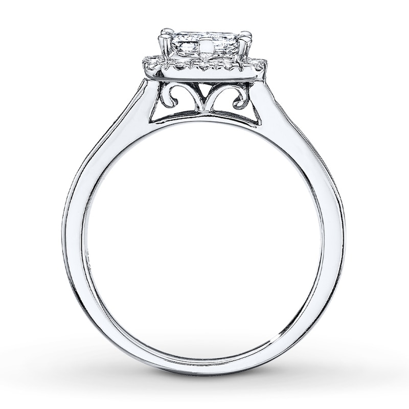 Main Image 2 of Previously Owned Diamond Engagement Ring 7/8 ct tw Princess-cut 14K White Gold - Size 10.75