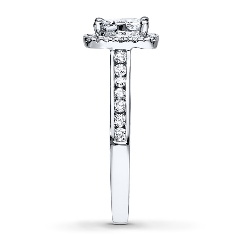 Main Image 3 of Previously Owned Diamond Engagement Ring 7/8 ct tw Princess-cut 14K White Gold - Size 10.75