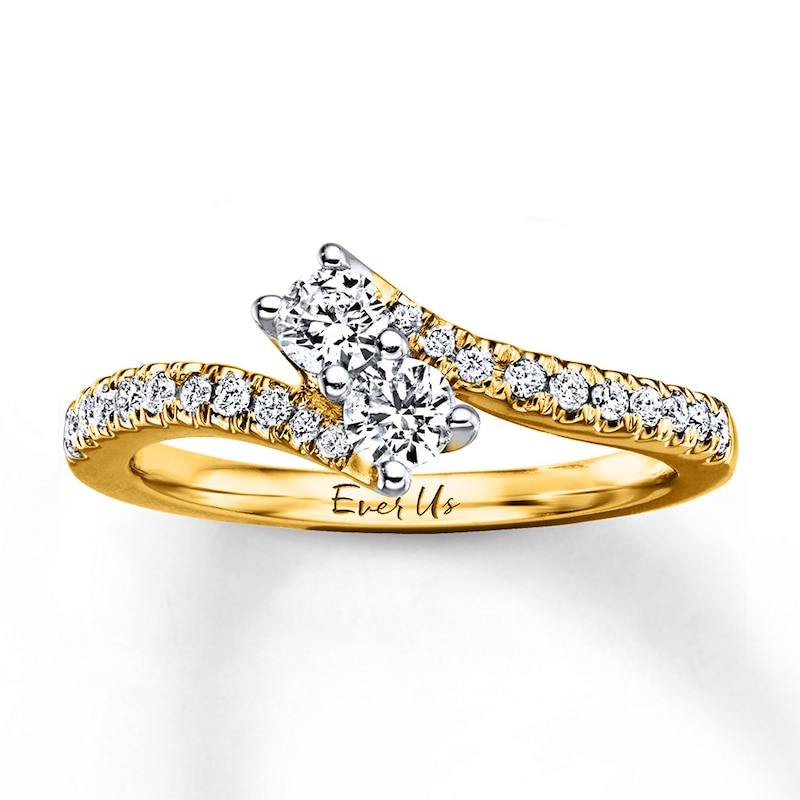 Previously Owned Ever Us Two-Stone Anniversary Ring 1/2 ct tw Round-cut Diamonds 14K Yellow Gold - Size 12