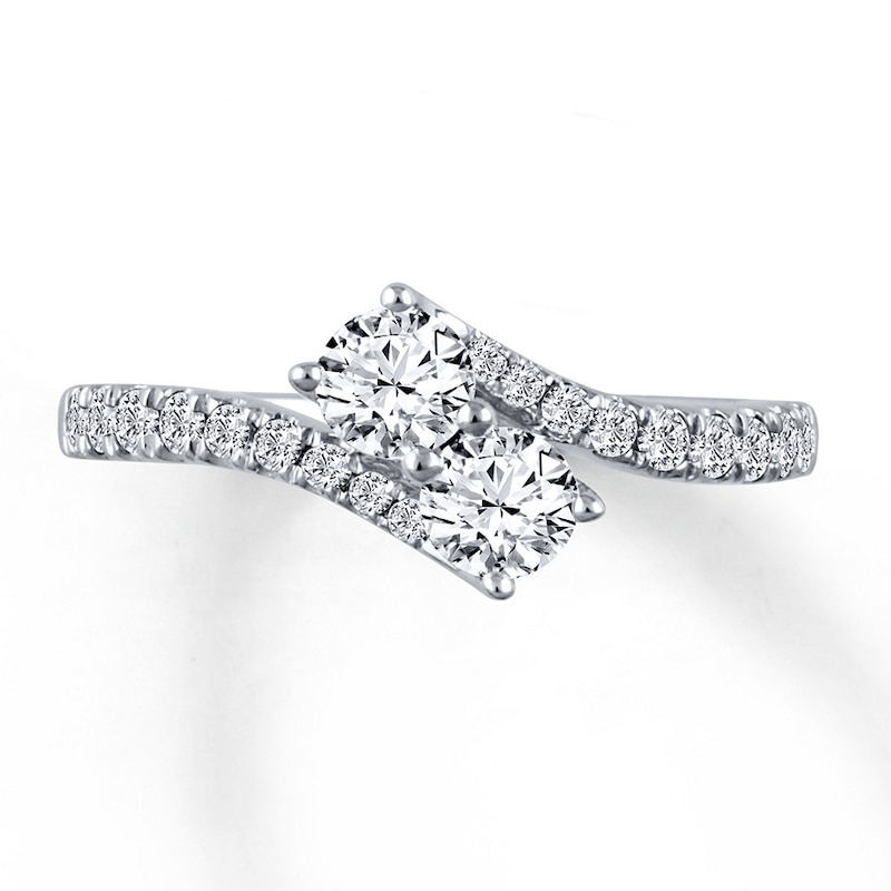 Previously Owned Ever Us Two-Stone Anniversary Ring 1 ct tw Round-cut Diamonds 14K White Gold - Size 8