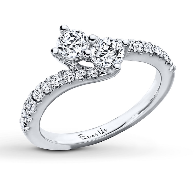 Previously Owned Ever Us Two-Stone Anniversary Ring 1 ct tw Round-cut Diamonds 14K White Gold - Size 8