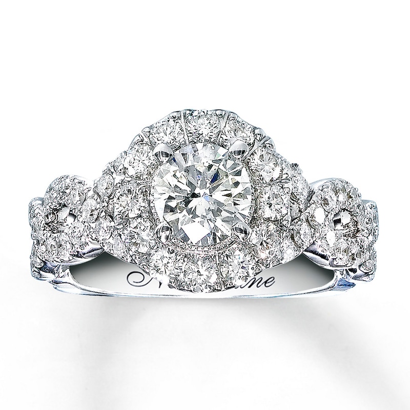 Previously Owned Neil Lane Engagement Ring 1-5/8 ct tw Round-cut Diamonds 14K White Gold - Size 9.5