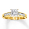 Thumbnail Image 0 of Previously Owned Diamond Engagement Ring 5/8 ct tw Princess, Baguette & Round-cut 14K Yellow Gold - Size 9