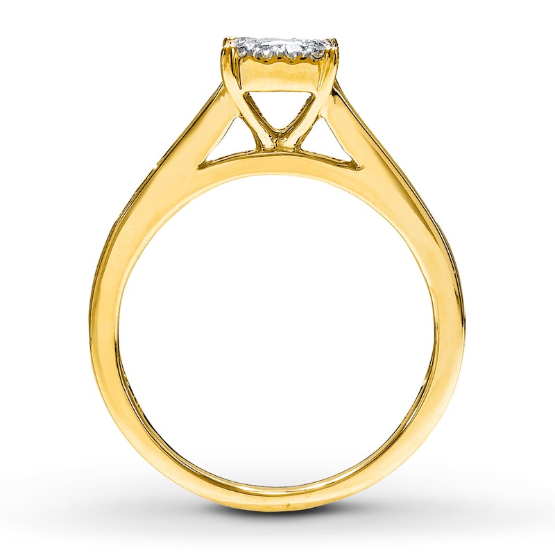 Main Image 2 of Previously Owned Diamond Engagement Ring 5/8 ct tw Princess, Baguette & Round-cut 14K Yellow Gold - Size 9