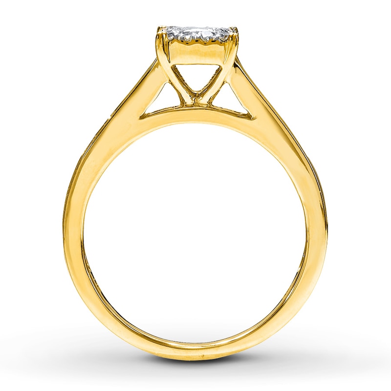 Previously Owned Diamond Engagement Ring 5/8 ct tw Princess, Baguette & Round-cut 14K Yellow Gold - Size 9