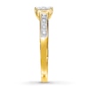 Thumbnail Image 3 of Previously Owned Diamond Engagement Ring 5/8 ct tw Princess, Baguette & Round-cut 14K Yellow Gold - Size 9