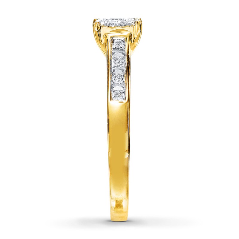 Previously Owned Diamond Engagement Ring 5/8 ct tw Princess, Baguette & Round-cut 14K Yellow Gold - Size 9