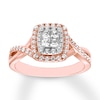 Thumbnail Image 1 of Previously Owned Diamond Engagement Ring 1/2 ct tw Princess & Round-cut 14K Rose Gold - Size 4.75