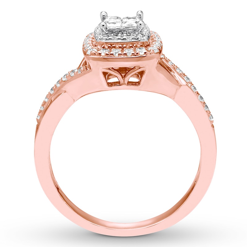 Main Image 2 of Previously Owned Diamond Engagement Ring 1/2 ct tw Princess & Round-cut 14K Rose Gold - Size 4.75
