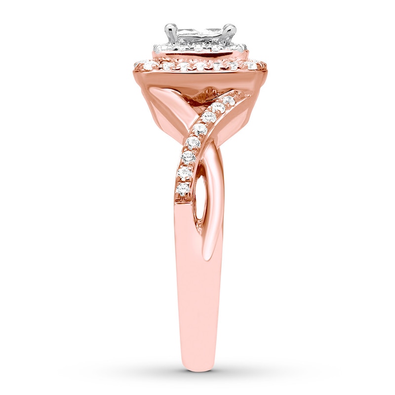 Main Image 3 of Previously Owned Diamond Engagement Ring 1/2 ct tw Princess & Round-cut 14K Rose Gold - Size 4.75