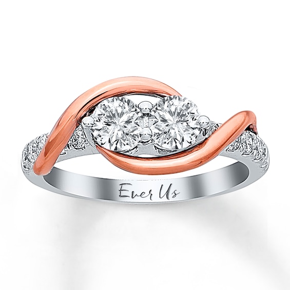 Previously Owned Ever Us Two-Stone Anniversary Ring 1 ct tw Round-cut Diamonds 14K Two-Tone Gold Size
