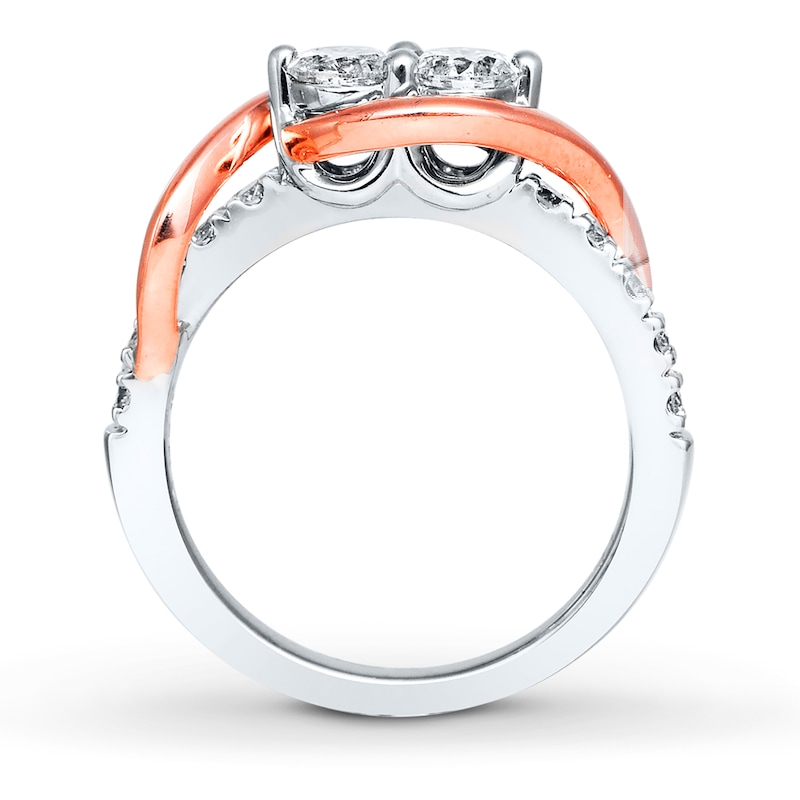 Main Image 2 of Previously Owned Ever Us Two-Stone Anniversary Ring 1 ct tw Round-cut Diamonds 14K Two-Tone Gold - Size 10.5
