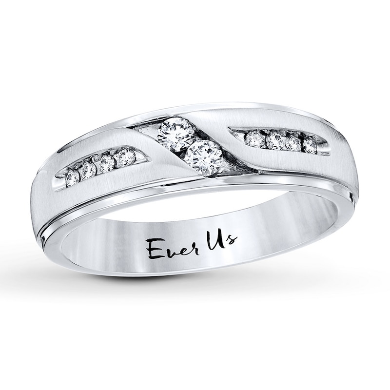 Previously Owned Ever Us Men's Two-Stone Ring 1/4 ct tw Round-cut Diamonds 14K White Gold