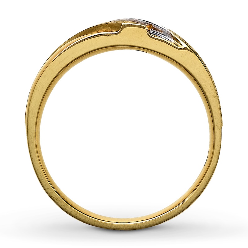 Main Image 2 of Previously Owned Men's Wedding Band 1/10 ct tw Round-cut Diamonds 10K Yellow Gold - Size 7.5