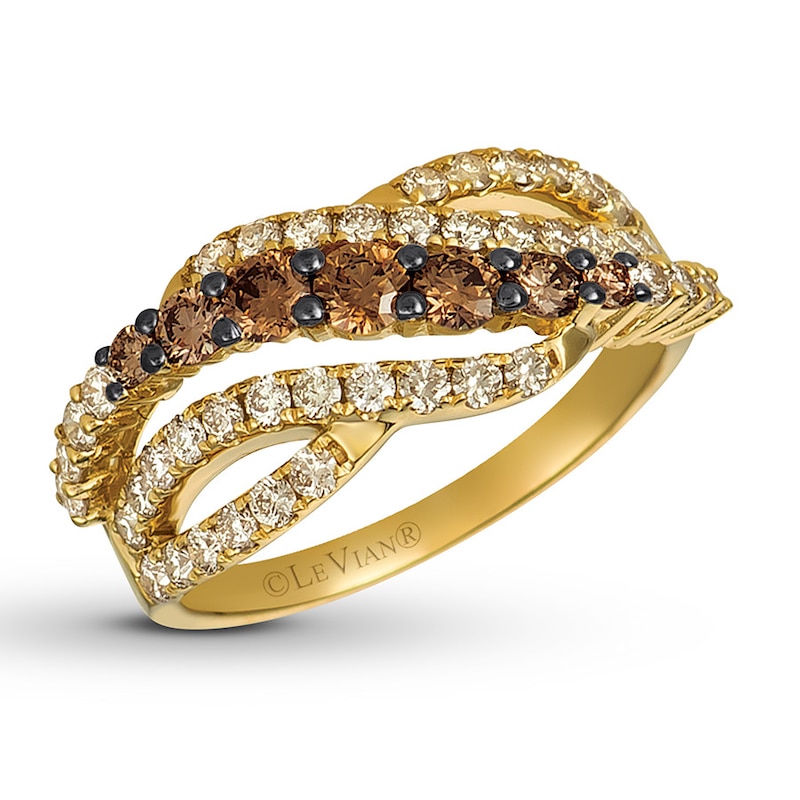 Main Image 1 of Previously Owned Le Vian Chocolate Ombre Ring 1-1/4 ct tw Round-cut Diamonds 14K Honey Gold - Size 10.5