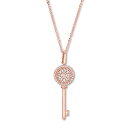 Previously Owned Emmy London Diamond Key Necklace 1/6 ct tw 10K Rose Gold 20"