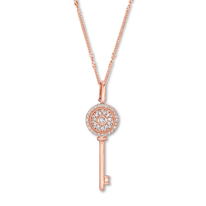 Previously Owned Emmy London Diamond Key Necklace 1/6 ct tw 10K Rose Gold