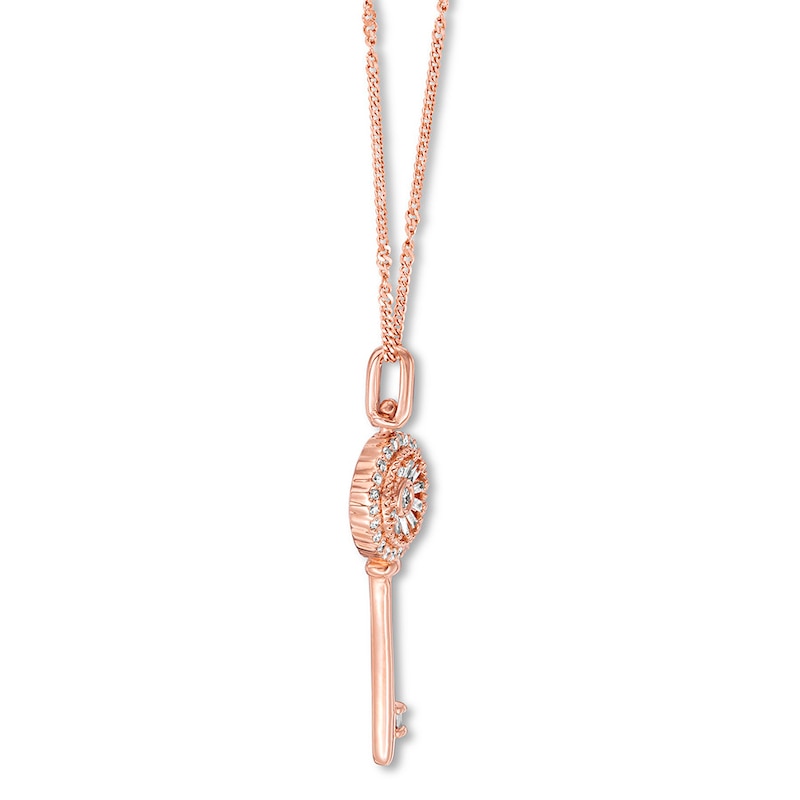 Previously Owned Emmy London Diamond Key Necklace 1/6 ct tw 10K Rose Gold 20"