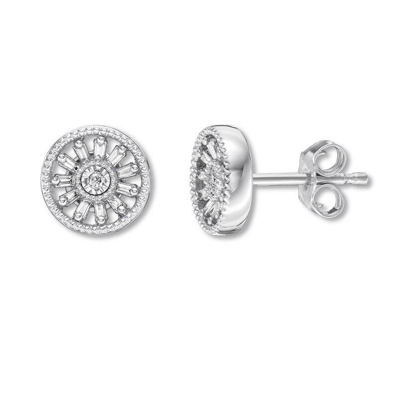 Main Image 1 of Previously Owned Emmy London Diamond Earrings 1/8 ct tw Sterling Silver