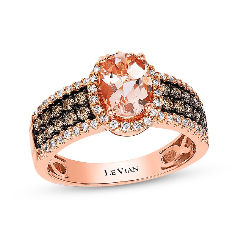Main Image 1 of Previously Owned Le Vian Morganite Ring 1/2 ct tw Diamonds 14K Strawberry Gold