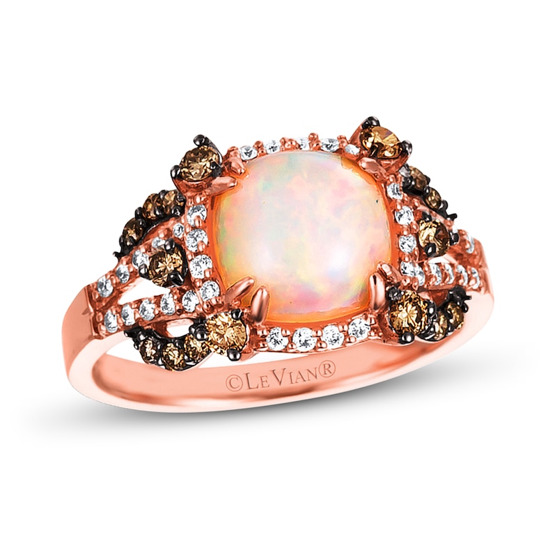 Main Image 1 of Previously Owned Le Vian Opal Ring 1/2 ct tw Diamonds 14K Strawberry Gold