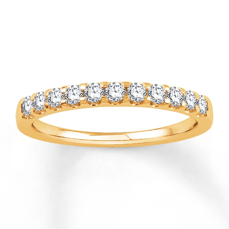 Main Image 1 of Previously Owned Colorless Diamond Anniversary Ring 3/8 ct tw Round-cut 14K Yellow Gold - Size 11