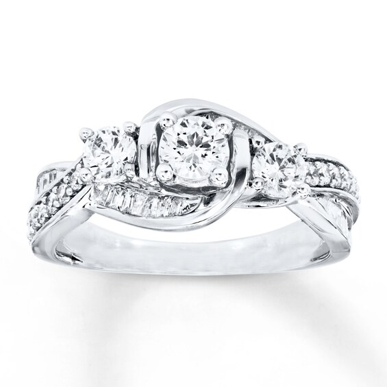 Previously Owned Diamond Engagement Ring 1 ct tw Round-cut 10K White Gold Size 11.75