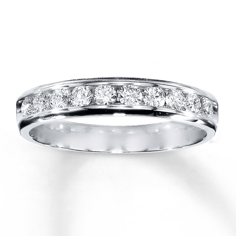 Main Image 1 of Previously Owned Diamond Anniversary Band 1/2 ct tw Round-cut 14K White Gold Size 4.5