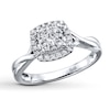 Thumbnail Image 1 of Previously Owned Diamond Engagement Ring 1/3 ct tw Princess & Round-cut 10K White Gold - Size 9.5