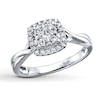 Thumbnail Image 0 of Previously Owned Diamond Engagement Ring 1/3 ct tw Princess & Round-cut 10K White Gold - Size 9.5