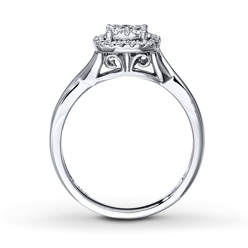 Main Image 2 of Previously Owned Diamond Engagement Ring 1/3 ct tw Princess & Round-cut 10K White Gold - Size 9.5