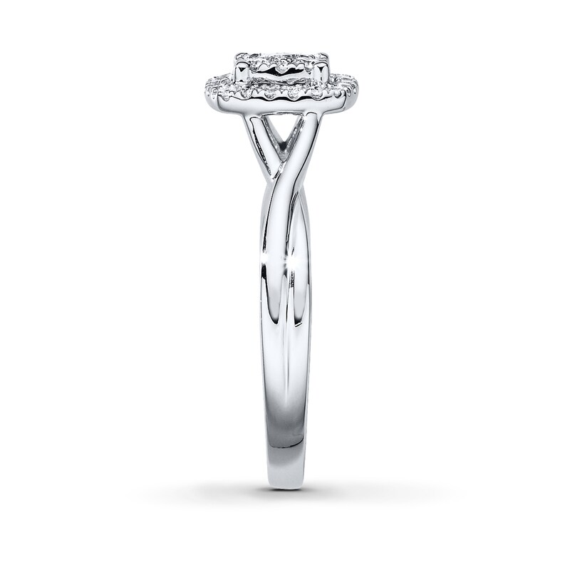 Main Image 3 of Previously Owned Diamond Engagement Ring 1/3 ct tw Princess & Round-cut 10K White Gold - Size 9.5